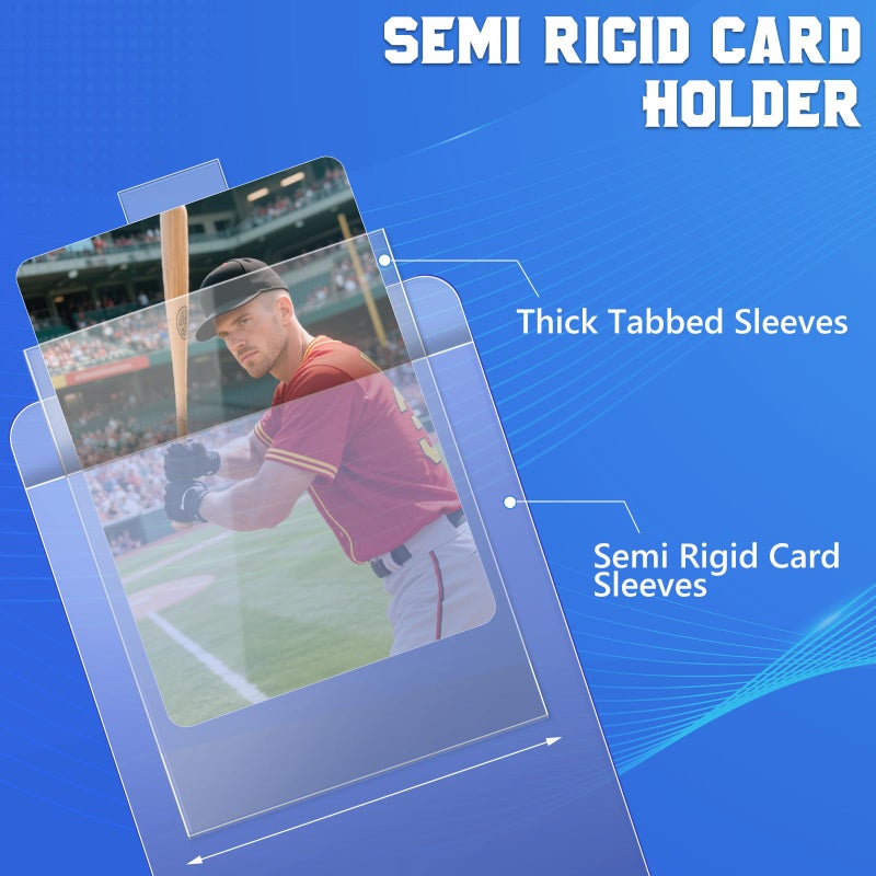 DEDC 200Pcs Card Sleeves -100 Semi Rigid Card Holder & 100 Tabbed Sleeves  Perfect Fit Sleeves Trading Card Shipping Supplies - Image 4